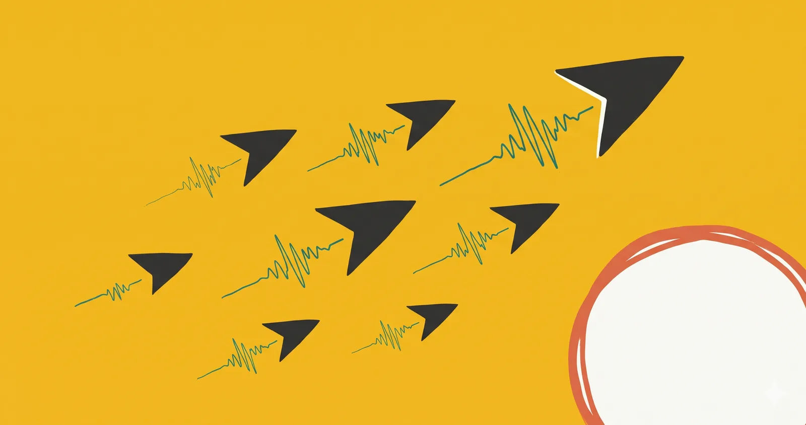 Editorial illustration: AI agents as a coordinated swarm — Google I/O 2026
